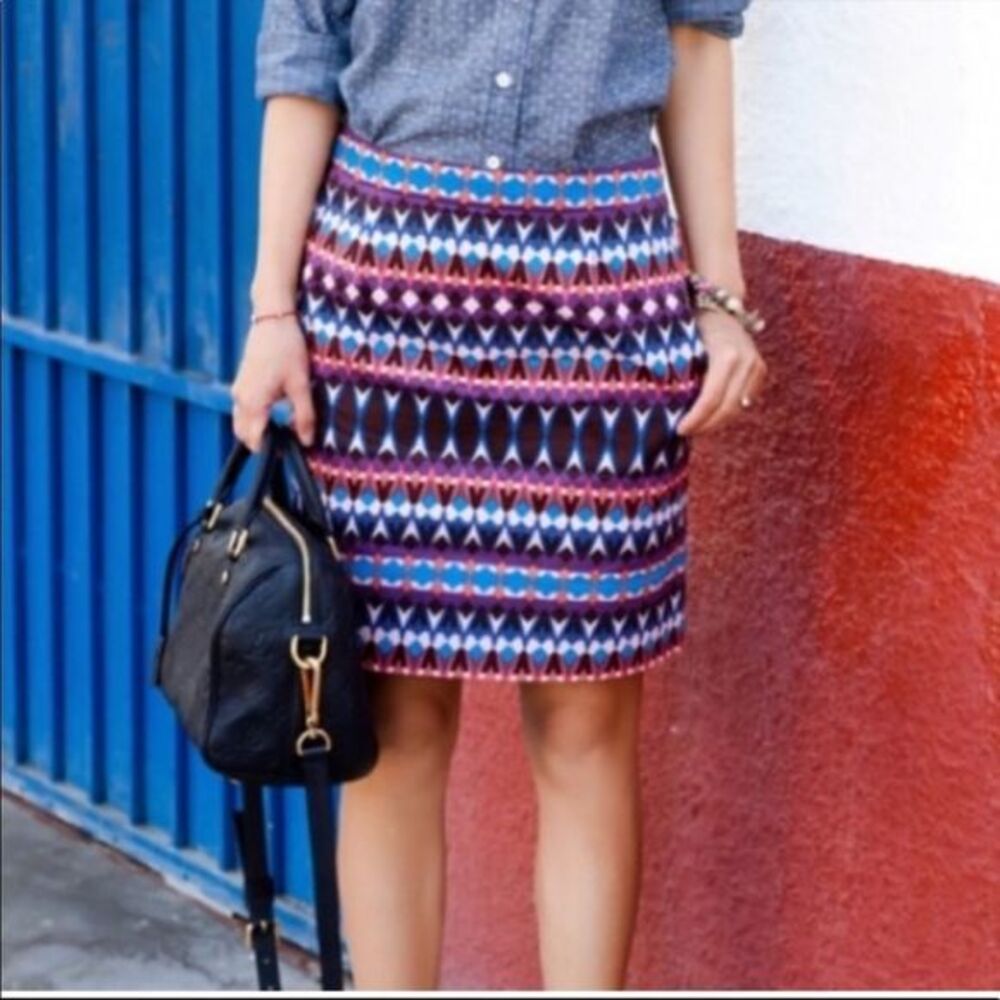 J. Crew Salon Geometric Boho Mini Skirt, Size 0